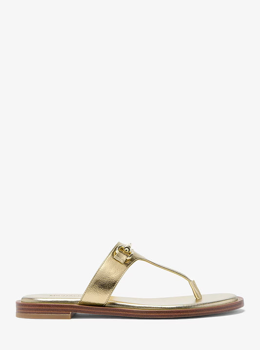 Michael Kors - Carson Crackled Metallic Leather Sandal