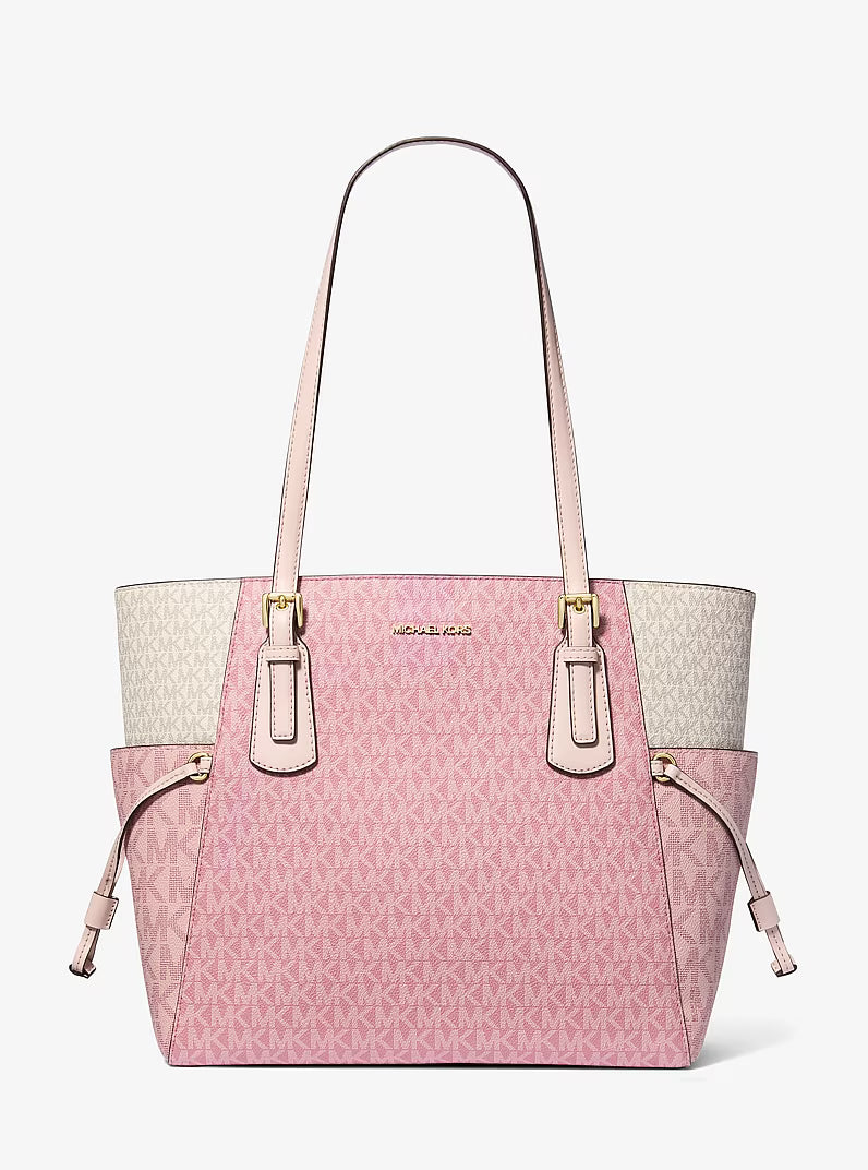 Michael Kors - Voyager Large Color-Block Signature Logo Tote Bag