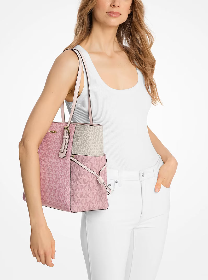 Michael Kors - Voyager Large Color-Block Signature Logo Tote Bag