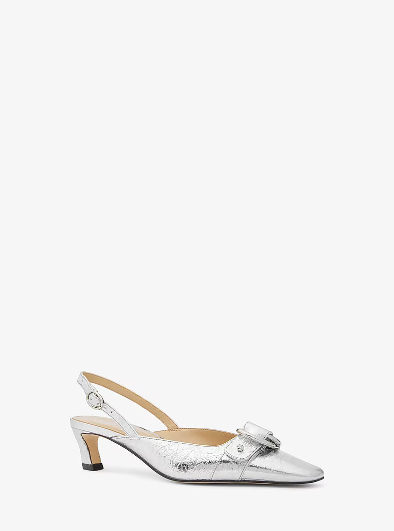 Jaden Metallic Crushed Leather Slingback Pump