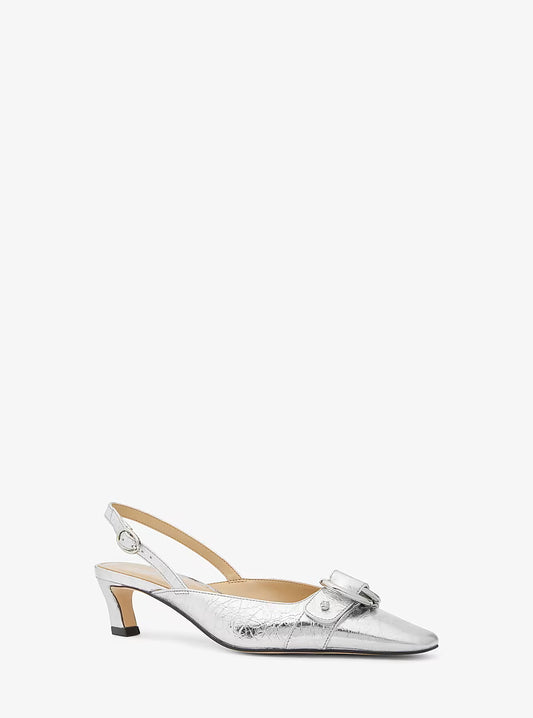 Jaden Metallic Crushed Leather Slingback Pump