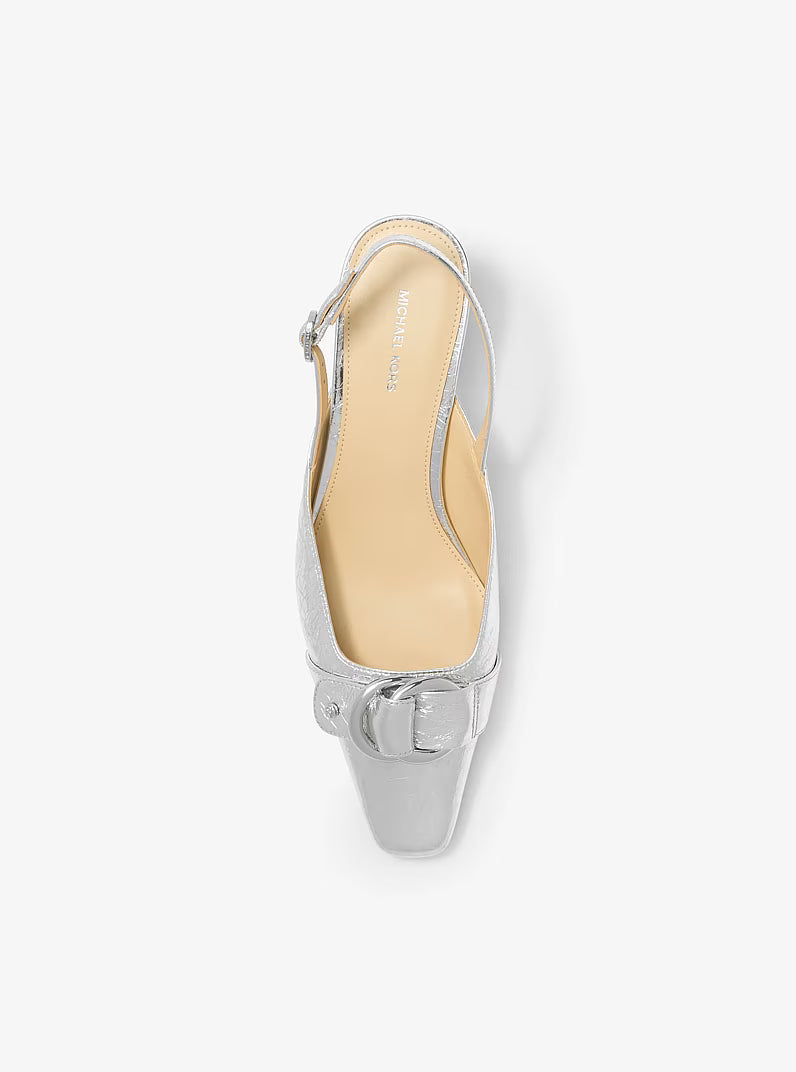 Jaden Metallic Crushed Leather Slingback Pump
