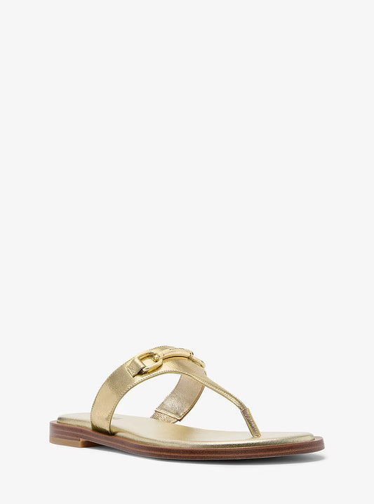Michael Kors - Carson Crackled Metallic Leather Sandal