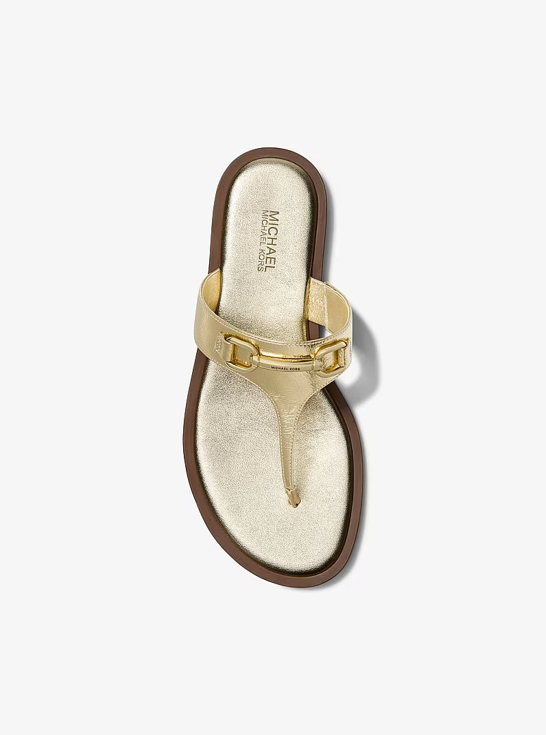 Michael Kors - Carson Crackled Metallic Leather Sandal