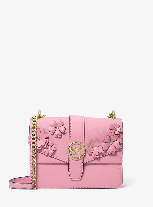 Michael Kors Greenwich Small Floral Embellised Crossbody CARNATION