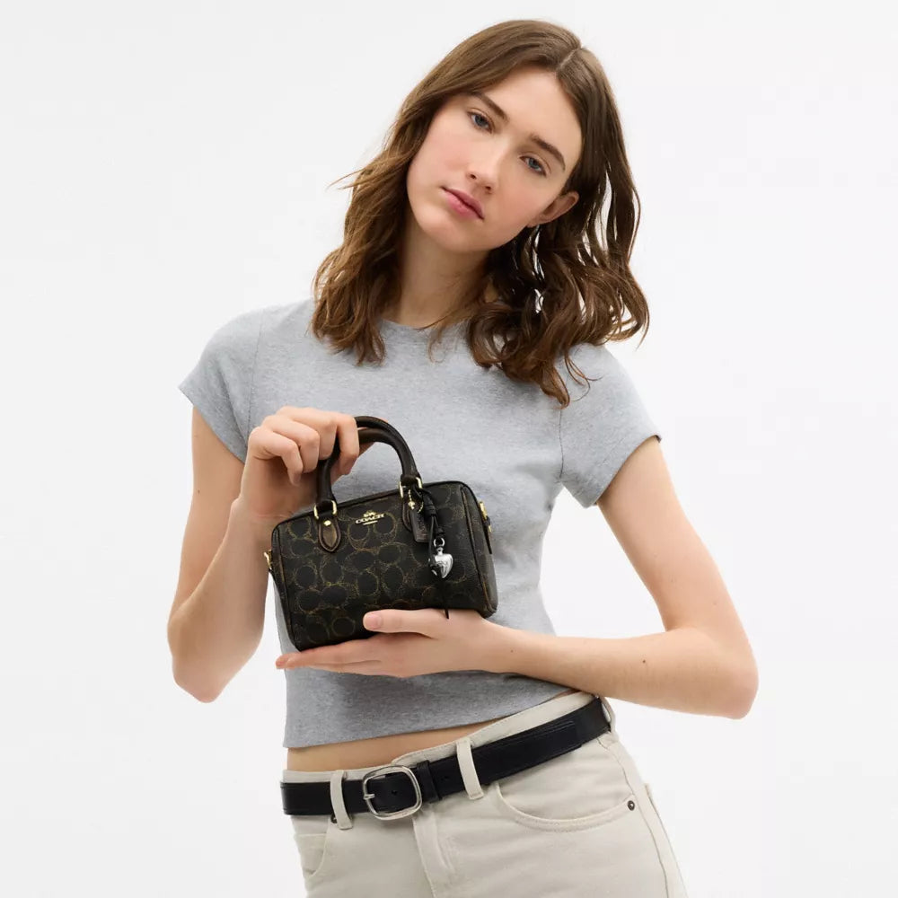 Coach Mini Rowan Crossbody Bag In Loved Signature Canvas With Charms